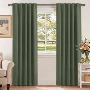 H.VERSAILTEX Bronze Green Semi Blackout Window Curtain Panels, Set of 2, 42 x 84 Inches, Back Tab & Rod Pocket Drapes fo