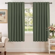 H.VERSAILTEX Bronze Green Semi Blackout Window Curtain Panels, Set of 2, 52 x 63 Inches, Back Tab & Rod Pocket Drapes fo