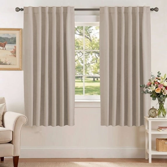 H.VERSAILTEX Blackout Thermal Insulated Window Curtains Bedroom Darkening Black out Drapes for Living Room Back Tab/Rod Pocket Draperies, 2 Panels, 52" x 63", Fog