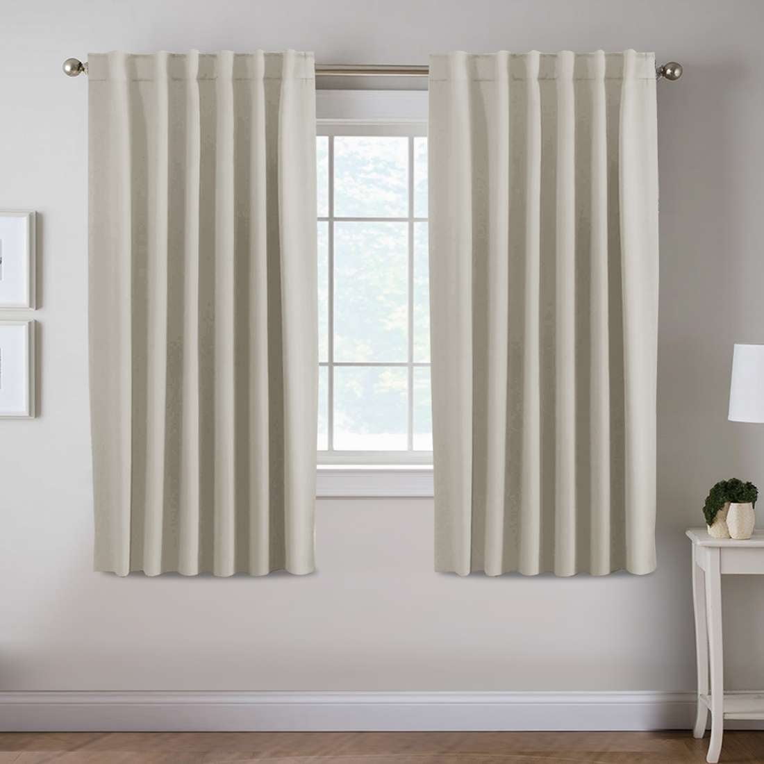 H.VERSAILTEX Blackout Thermal Insulated Window Curtains Bedroom Darkening Black out Drapes for Living Room Back Tab/Rod Pocket Draperies, 2 Panels, 52" x 63", Ivory/Cream