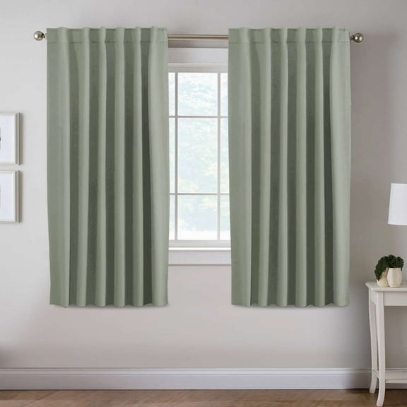 H.VERSAILTEX Blackout Thermal Insulated Window Curtains Bedroom Darkening Black out Drapes for Living Room Back Tab/Rod Pocket Draperies, 2 Panels, 52" x 63", Light Sage
