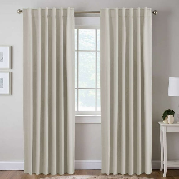 H.VERSAILTEX Blackout Thermal Insulated Window Curtains Bedroom Darkening Black out Drapes for Living Room Back Tab/Rod Pocket Draperies, 2 Panels, 52" x 84", Ivory/Cream