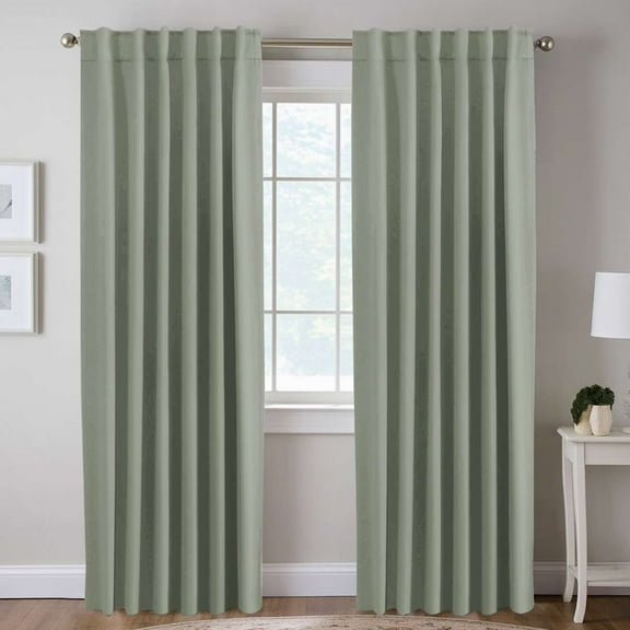 H.VERSAILTEX Blackout Thermal Insulated Window Curtains Bedroom Darkening Black out Drapes for Living Room Back Tab/Rod Pocket Draperies, 2 Panels, 52" x 84", Light Sage