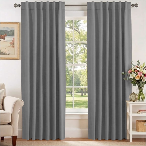 H.VERSAILTEX Blackout Thermal Insulated Window Curtains Bedroom Darkening Black out Drapes for Living Room Back Tab/Rod Pocket Draperies, 2 Panels, 52" x 96", Dove Gray