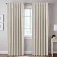 thumbnail image 1 of H.VERSAILTEX Blackout Thermal Insulated Window Curtains Bedroom Darkening Black out Drapes for Living Room Back Tab/Rod Pocket Draperies, 2 Panels, 52" x 96", Ivory, 1 of 7