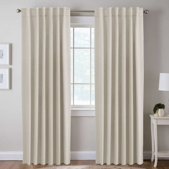 H.VERSAILTEX Blackout Thermal Insulated Window Curtains Bedroom Darkening Black out Drapes for Living Room Back Tab/Rod Pocket Draperies, 2 Panels, 52" x 96", Ivory