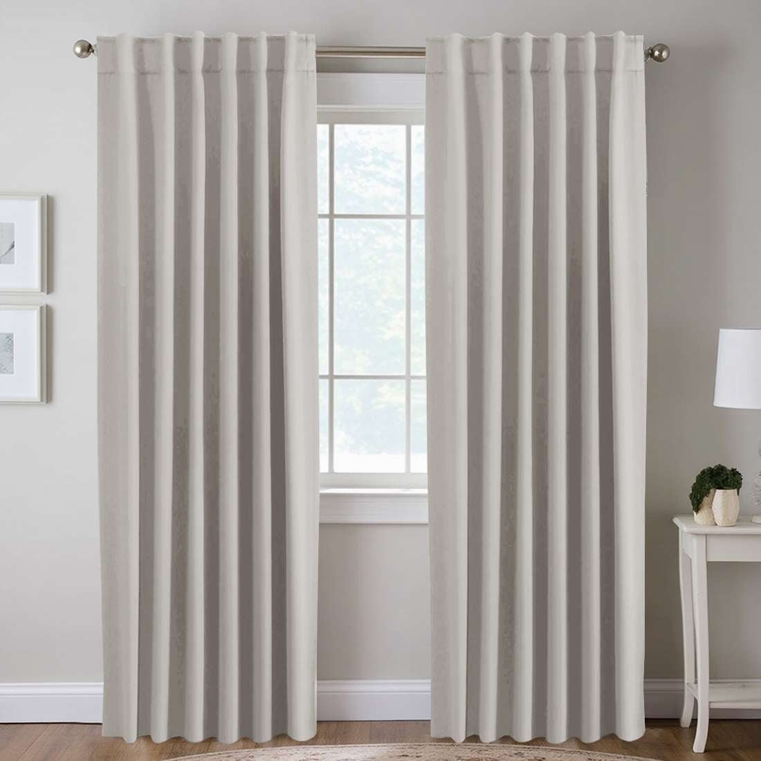 H.VERSAILTEX Blackout Thermal Insulated Window Curtains Bedroom Darkening Black out Drapes for Living Room Back Tab/Rod Pocket Draperies, 2 Panels, 52" x 96", Stone