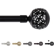 H.VERSAILTEX Classic Collection Contemporary Adjustable Single Black Curtain Rod with Stainless Steel Ball Cage,48 84 inches