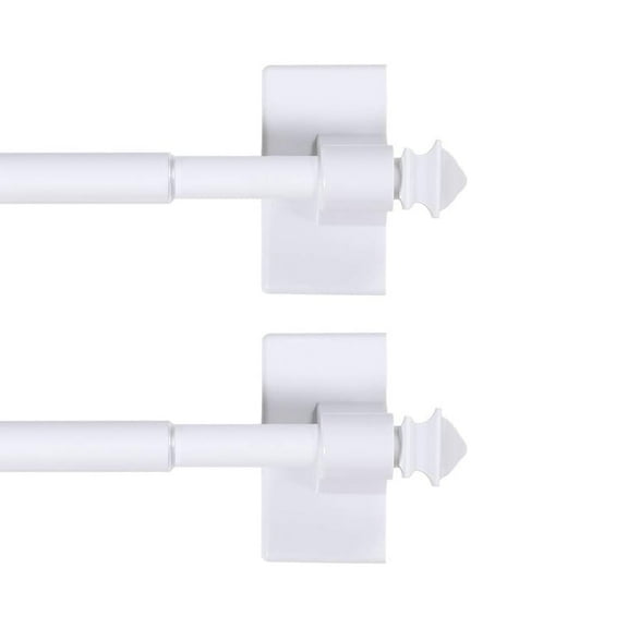 H.VERSAILTEX Classic Collection Contemporary Stainless Steel Square Adjustable Magnetic Curtain Rods, 16 - 28 in White