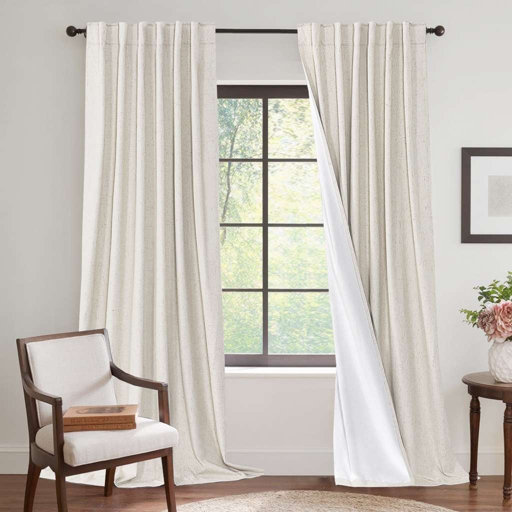 H.VERSAILTEX Contemporary Faux Linen 100% Blackout Back Tab/Rod Pocket ...