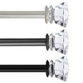 thumbnail image 1 of H.VERSAILTEX Contemporary Single Adjustable Window Curtain Rod, 3/4 Inch Diameter with Acrylic Diamond Finials, 48 - 84 Inches, Pewter, 1 of 7