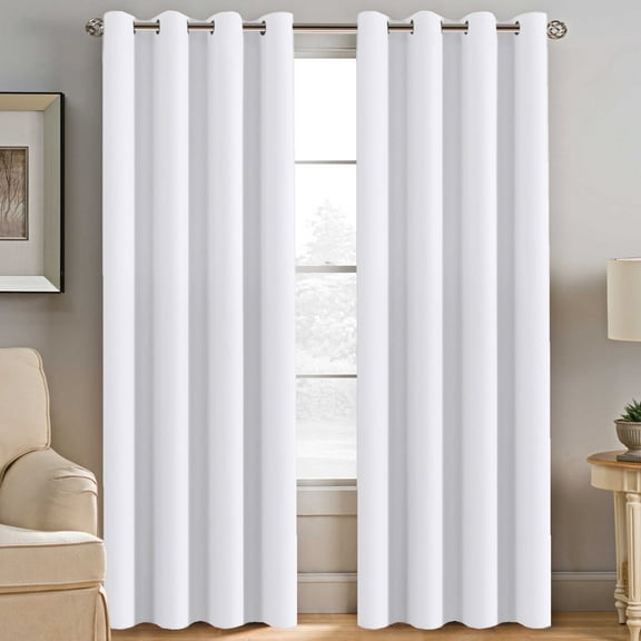 H.VERSAILTEX Contemporary Room Darkening Light Blocking Grommet Curtains Window for Bedroom, 52" x 84" - 1 Panel，White