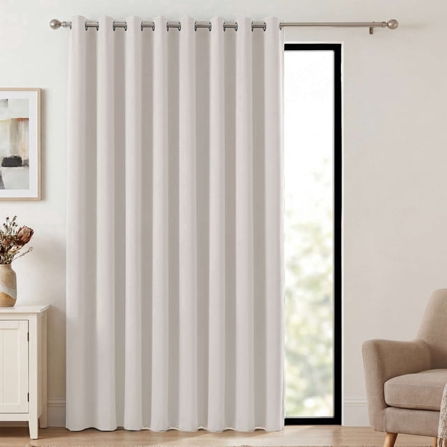 Slider Sign Panel H.VERSAILTEX Cream Grommet Curtains 50% Light Blocking Privacy Window ...