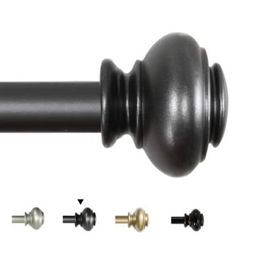 H.VERSAILTEX Curtain Rods for Windows 28" to 48", 3/4 Inch Adjustable Length Decorative Indoor/Outdoor Drapery Rods, Pewter