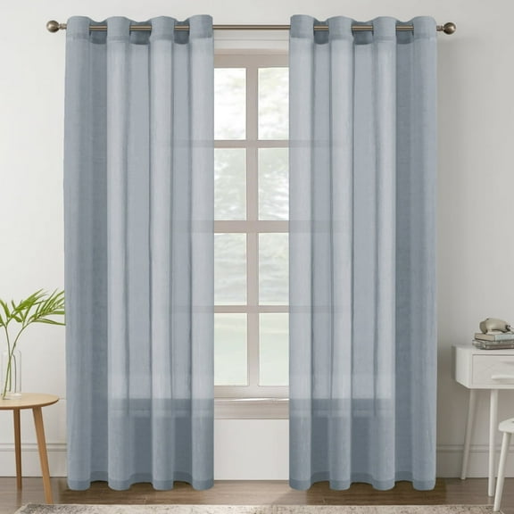 H.VERSAILTEX Classic Collection Contemporary Linen Semi-Sheer Soft Privacy Grommet Curtains 2 Panels for Bedroom , 52"x 84" ,Denim