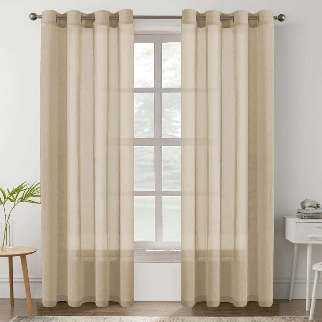 H.VERSAILTEX Classic Collection Contemporary Linen Semi-Sheer Soft Privacy Grommet Curtains 2 Panels for Bedroom , 52"x 84",Line