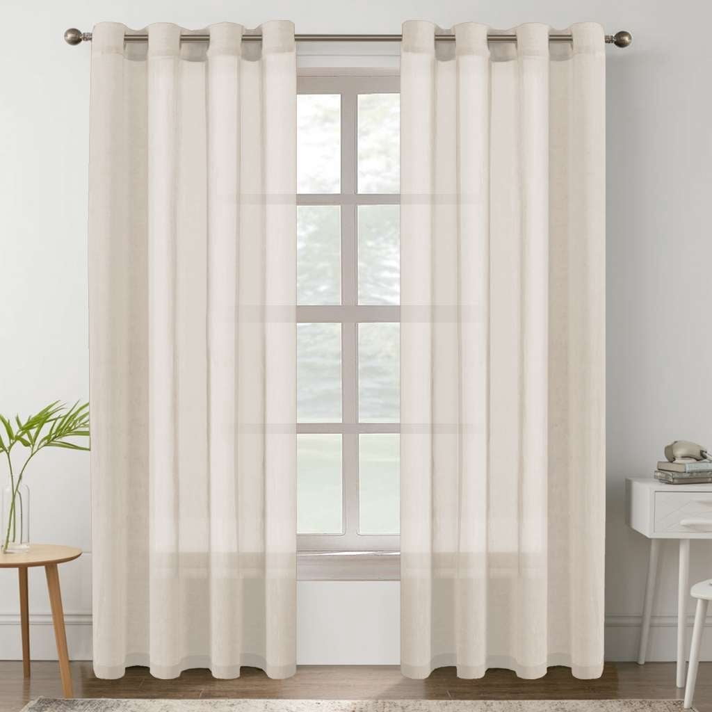 H.VERSAILTEX Classic Collection Contemporary Linen  Semi-Sheer Soft Privacy Grommet Curtains 2 Panels for Bedroom , 52"x 84" ,Natural