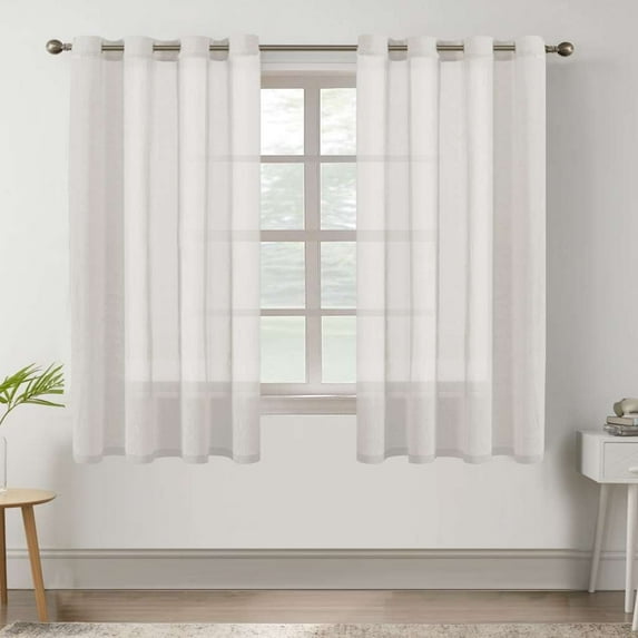 H.VERSAILTEX Classic Collection Contemporary Linen Semi-Sheer Soft Privacy Grommet Curtains 2 Panels for Bedroom , 52"x 63" ,White