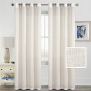 H.VERSAILTEX Farmhouse Natural Linen Sheer Curtains Grommet Set of 2 Panels - 52 x 84 In for Bedroom