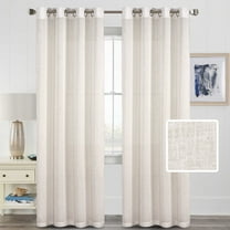H.VERSAILTEX Farmhouse Natural Linen Sheer Curtains Set of 2 Panels - 52 x 84 In for Bedroom