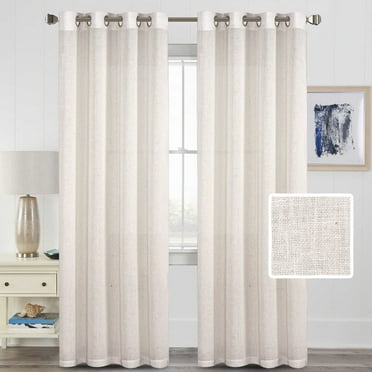 H.VERSAILTEX Farmhouse Natural Linen Sheer Curtains Set of 2 Panels - 52 x 84 In for Bedroom