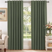 H.VERSAILTEX Bronze Green Semi Blackout Window Curtain Panels, Set of 2, 52 x 84 Inches, Back Tab & Rod Pocket Drapes fo