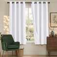 thumbnail image 1 of H.VERSAILTEX Linen Blackout Curtain for Bedroom Living Room,45 Inch Long Curtain Set of 2 Panels, Thermal Grommet Blackout Drape, Room Darkening Window Curtain(52" x 45", Pure White), 1 of 7