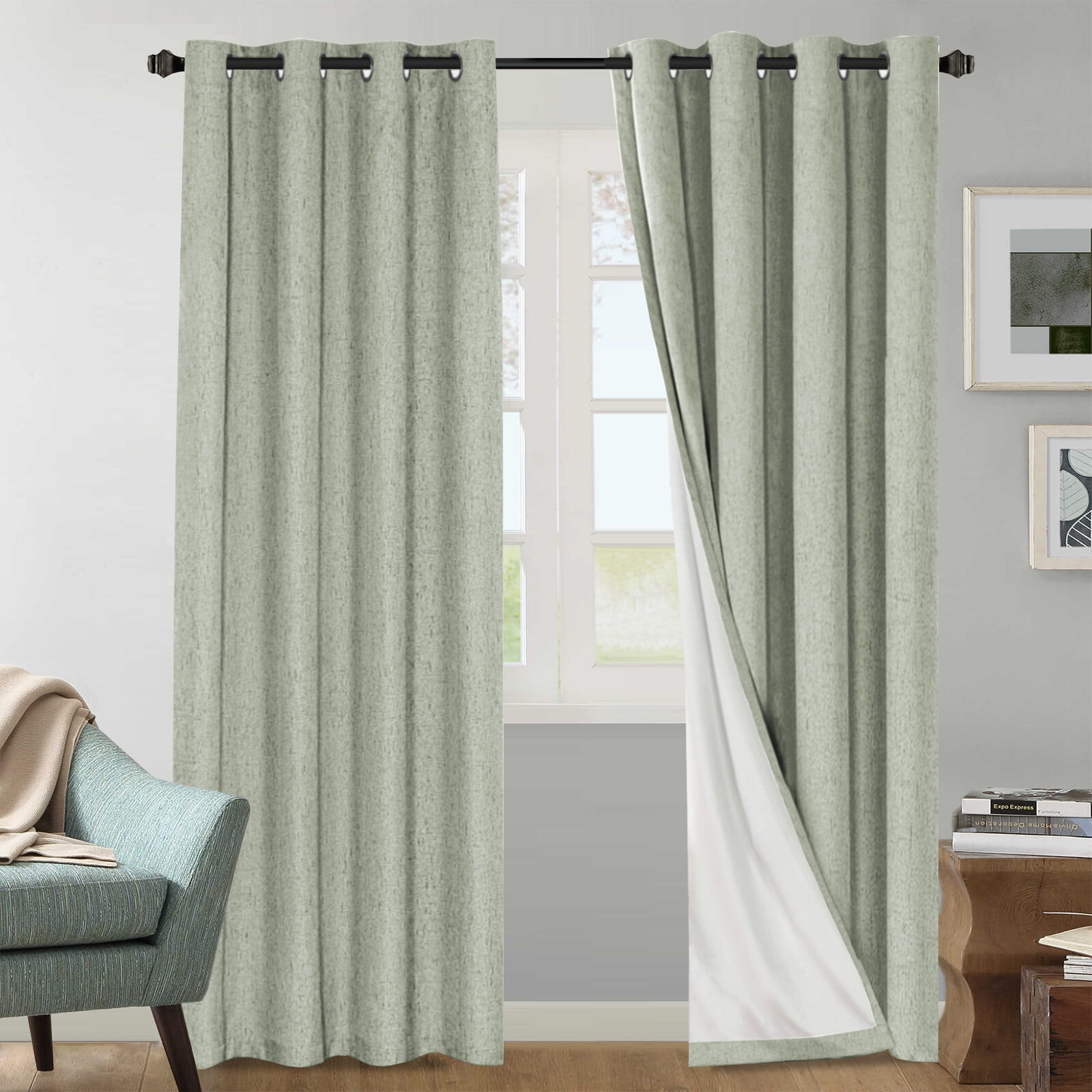 H.VERSAILTEX Linen Blackout Curtains for Living Room, Outdoor ...