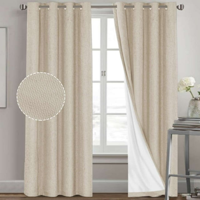 H.VERSAILTEX Linen Blackout Curtains for Bedroom Energy Saving Grommet