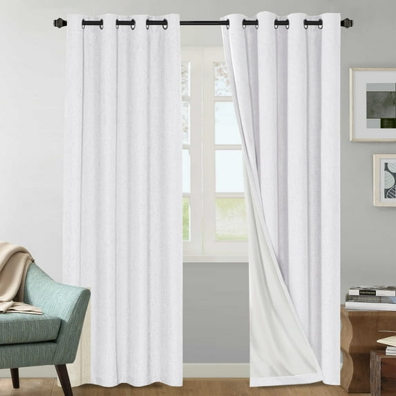 H.Versailtex Contemporary 100% Blackout Grommet Curtain Sets, White Solid Print Farmhouse Curtains, 52 x 108 Inches, 2 Panels