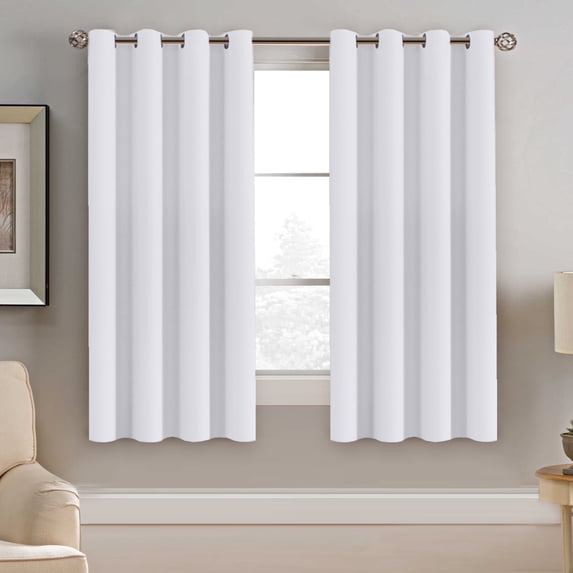 H.VERSAILTEX Contemporary Pure White Grommet Room Darkening Light Blocking Thermal Insulated Curtains Window for Bedroom- 52" x 63", 1 Panel