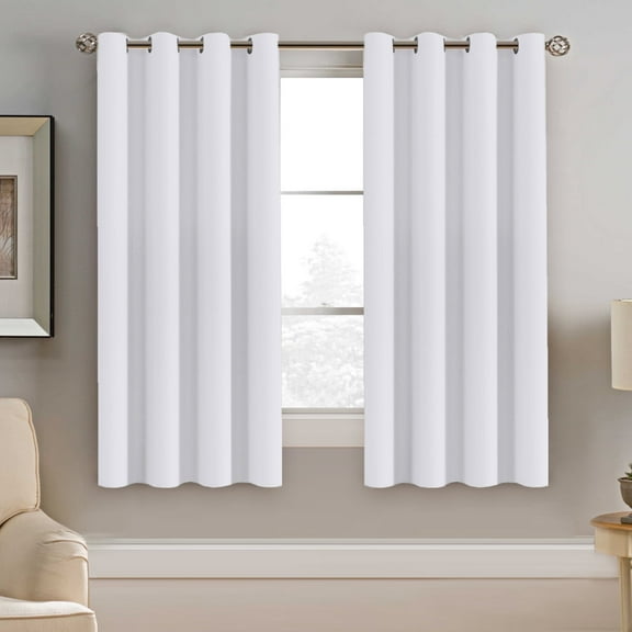 H.VERSAILTEX  Classic Collection Blackout Grommet Curtains, Pure White Solid Print, 52" x 54", 1 Panel