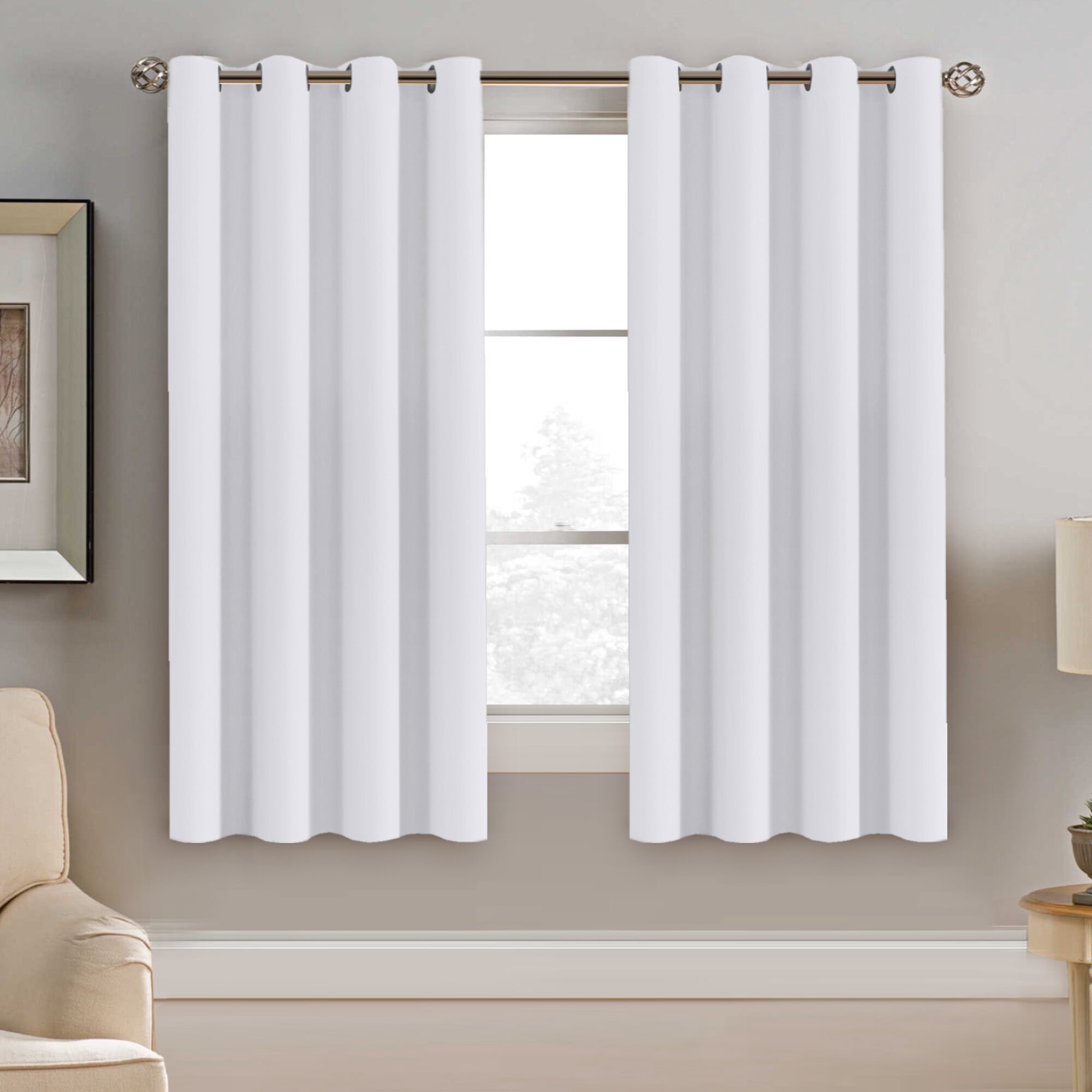 H.VERSAILTEX  Classic Collection Blackout Grommet Curtains, Pure White Solid Print, 52" x 54", 1 Panel