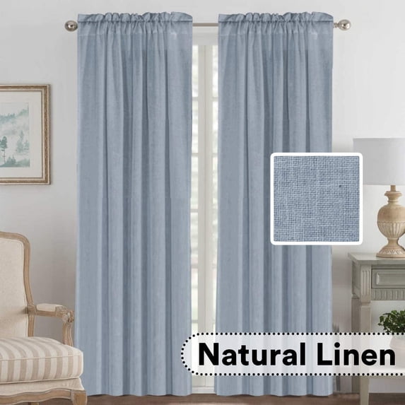PrimeBeau H.VERSAILTEX Privacy Linen Draped Semi-Sheer Curtains, 2 Piece Set