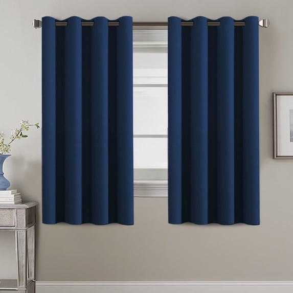 H.VERSAILTEX Contemporary Navy Solid Print Grommet Blackout Thermal Insulated Curtains Window, 52" x 54", 1 Panel