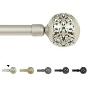 H.VERSAILTEX Single Curtain Rod, Diameter 0.75 Inch Stainless Steel Ball Cage Adjustable 48-84 Inch ，Nickel