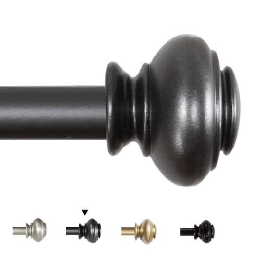 H.VERSAILTEX Single Curtain Rods for Windows Indoor/Outdoor, 66 to 120 Inches 3/4 Inch Diameter Drepery Rods with Brackets, Pewter