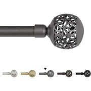 H.VERSAILTEX Single Retractable Curtain Rod for Windows 48"-84",3/4 Inch Diameter Carved Hollow Ball Tail,Pewter