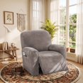 thumbnail image 1 of H.VERSAILTEX Split 4-Panel Velvet Recliner Chair Cover, High Stretch Non-Slip Washable Recliner Slipcover for Living Room, Taupe, 1 of 6