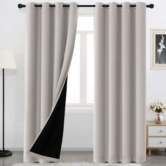 H.VERSAILTEX Thermal Insulated 100% Blackout Grommet Curtains for Bedroom, Pumice Stone, 52" x 84", 2 Panels