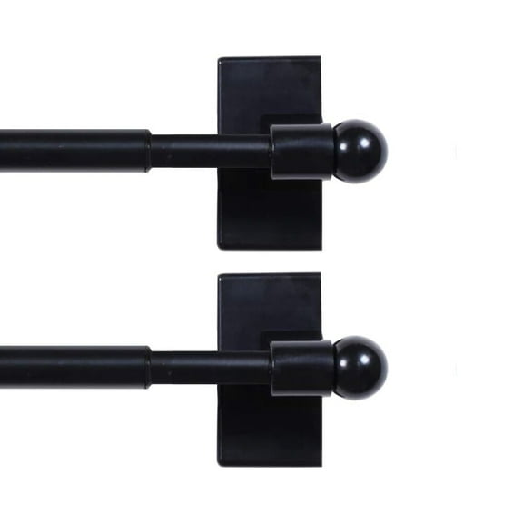 H.Versailtex 0.5 Inch and 0.5 Inch Stainless Steel Ball Adjustable Magnetic Curtain Rods, 16 - 28 Inch, Black