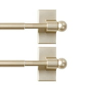 H.Versailtex Contemporary Magnetic Curtain Rods, 0.5 in and 0.5 in, Stainless Steel Ball Adjustable, 16 in - 28 in,Gold, 2 Pack