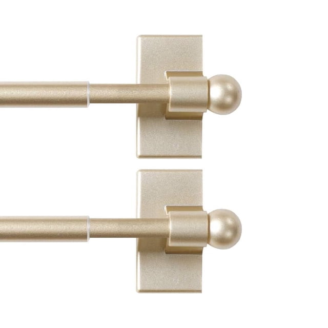 H.Versailtex Contemporary Magnetic Curtain Rods, 0.5 in and 0.5 in, Stainless Steel Ball Adjustable, 16 in - 28 in,Gold, 2 Pack