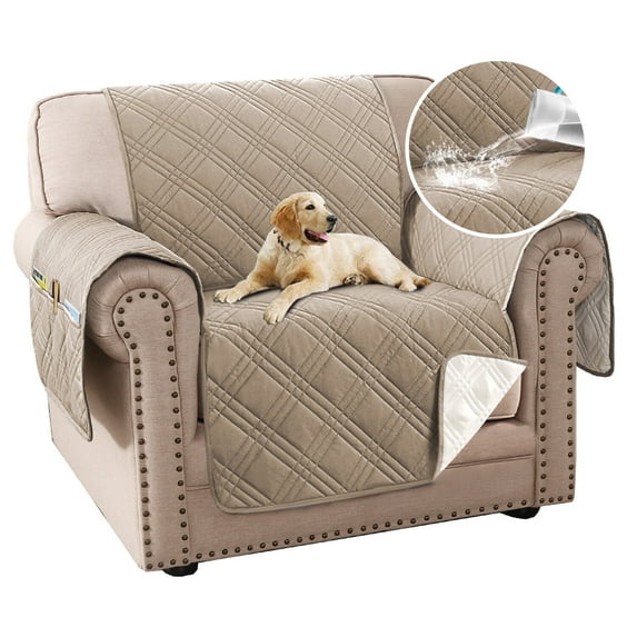 H.VERSAILTEX Non-Slip Slipcover Machine Washable Chair Cover Diamond Pattern Furniture Protector Reversible Stain Pet-friendly , Taupe
