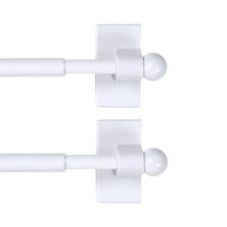H.Versailtex White Magnetic Curtain Rods, 0.5 in Stainless Steel Ball Adjustable, 16 - 28 in,2 Pack