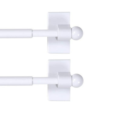H.Versailtex White Magnetic Curtain Rods, 0.5 in Stainless Steel Ball Adjustable, 16 - 28 in,2 Pack