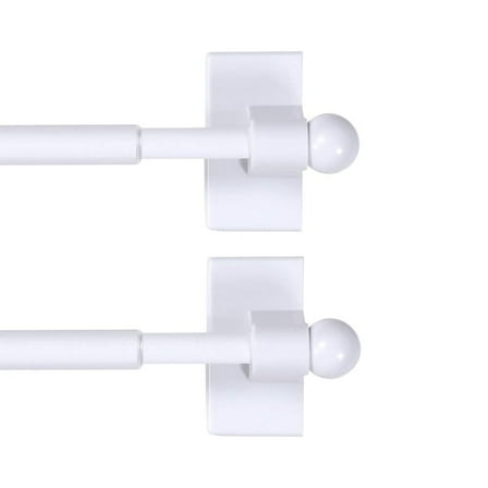 H.Versailtex White Magnetic Curtain Rods, 0.5 in Stainless Steel Ball Adjustable, 16 - 28 in,2 Pack