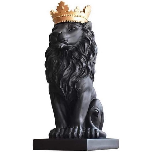 H&W 15''H Black Lion statue, Top Collection Figurine, Home/Desk/Outdoor Decoration, Gift for Man