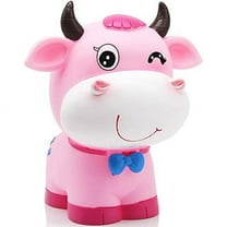 H&W Lovely Bowknot Pink OX Coin Money Bank, Shatterproof Calf Piggy Bank, Creative Money Bank, Can Store 1000 Coins (WK25-D5)