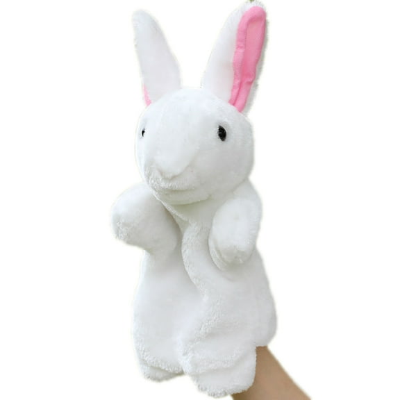 H White Plush Bunny Hand Puppet Toy 30Cm Cute Glove Doll For Storytelling